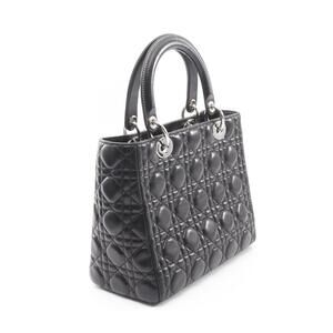 Dior Leather Cannage Handbag Lady Black